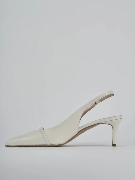 Décolleté e slingback tacco 7cm pelle bianco