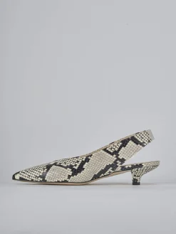 Décolleté e slingback tacco 4cm pitone beige