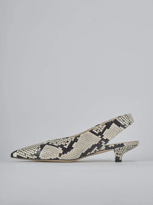 Décolleté e slingback tacco 4cm pitone beige