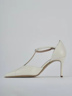 Décolleté e slingback tacco 7cm pelle bianco