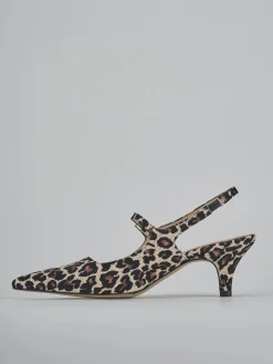 Décolleté e slingback tacco 4cm pelle multicolor