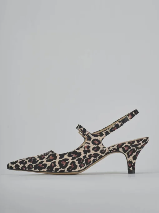 Décolleté e slingback tacco 4cm pelle multicolor