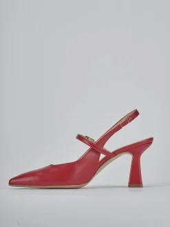 Décolleté e slingback tacco 7cm pelle rosso