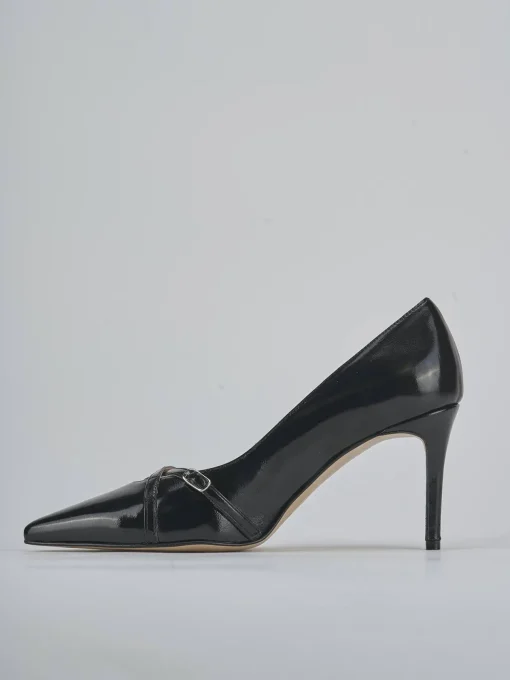 Décolleté e slingback tacco 7cm vernice nero