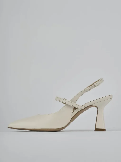 Décolleté e slingback tacco 7cm pelle bianco