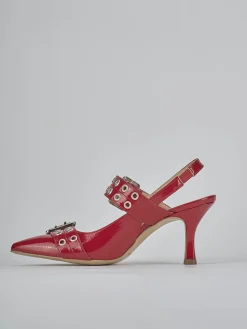 Décolleté e slingback tacco 7cm vernice rosso