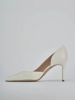 Décolleté e slingback tacco 8cm pelle bianco