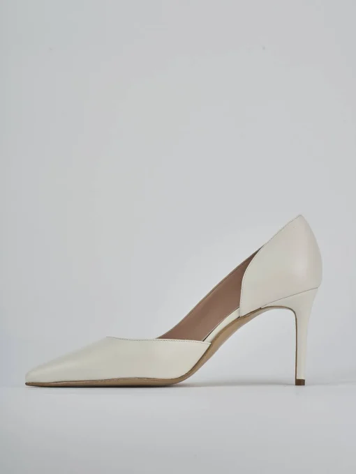 Décolleté e slingback tacco 8cm pelle bianco