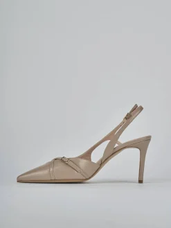 Décolleté e slingback tacco 7cm vernice beige