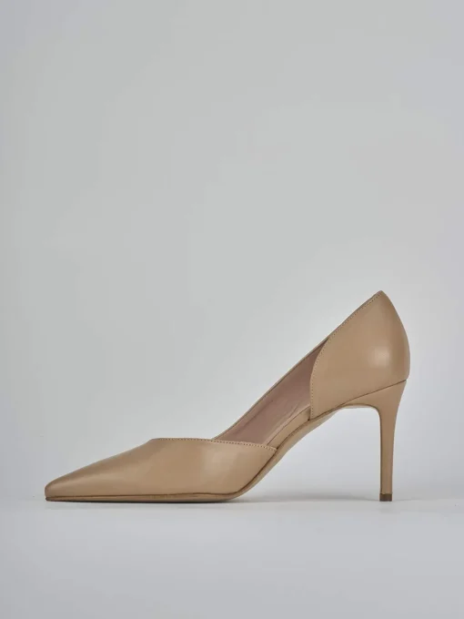Décolleté e slingback tacco 8cm pelle beige