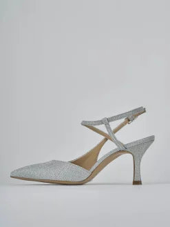 Décolleté e slingback tacco 7cm pelle argento