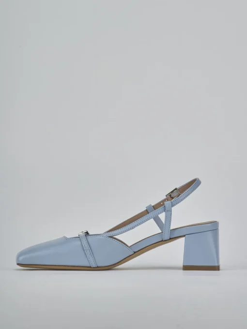 Décolleté e slingback tacco 5cm pelle azzurro