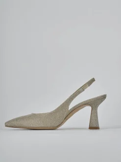 Décolleté e slingback tacco 7cm pelle oro