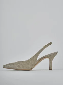 Décolleté e slingback tacco 7cm pelle oro