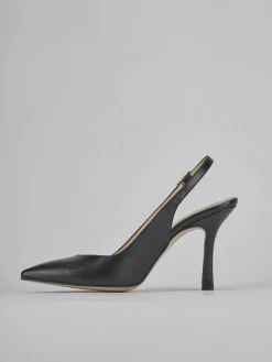 Décolleté e slingback tacco 9cm pelle nero