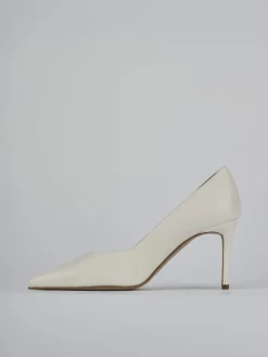 Décolleté e slingback tacco 7cm pelle bianco