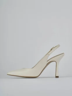 Décolleté e slingback tacco 9cm pelle bianco