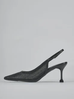 Décolleté e slingback tacco 6cm pelle nero
