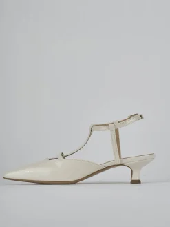 Décolleté e slingback tacco 4cm vernice bianco