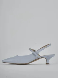 Décolleté e slingback tacco 4cm pelle azzurro