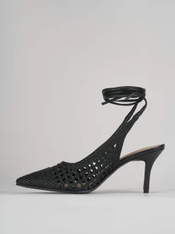 Décolleté e slingback tacco 7cm pelle nero