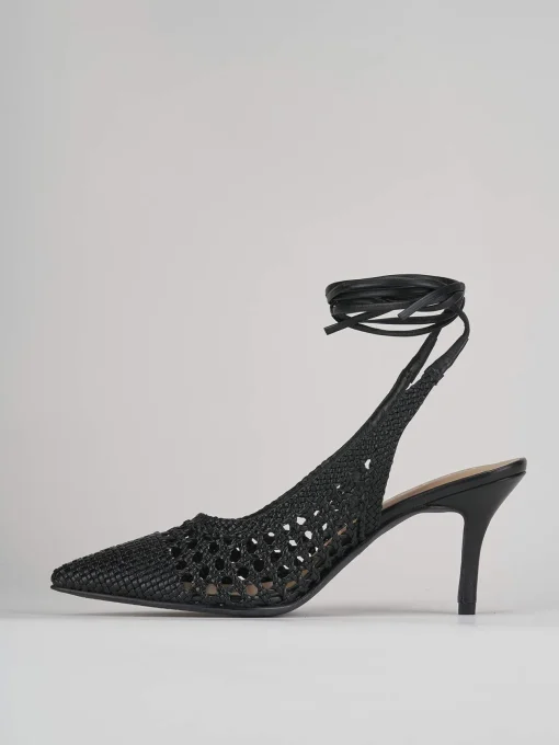 Décolleté e slingback tacco 7cm pelle nero