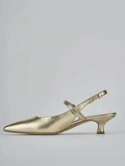 Décolleté e slingback tacco 4cm laminato oro