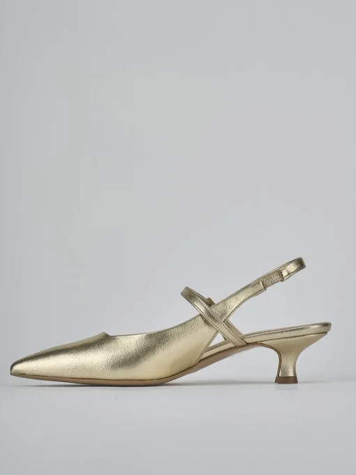 Décolleté e slingback tacco 4cm laminato oro