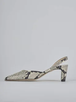 Décolleté e slingback tacco 6cm pitone beige