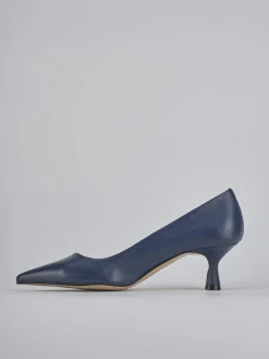 Décolleté e slingback tacco 5cm pelle blu