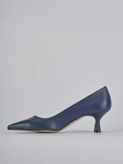 Décolleté e slingback tacco 5cm pelle blu