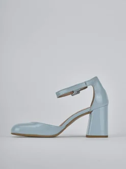 Décolleté e slingback tacco 7cm pelle azzurro