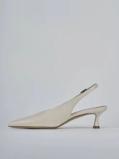 Décolleté e slingback tacco 5cm pelle beige