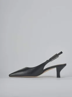Décolleté e slingback tacco 6cm pelle nero