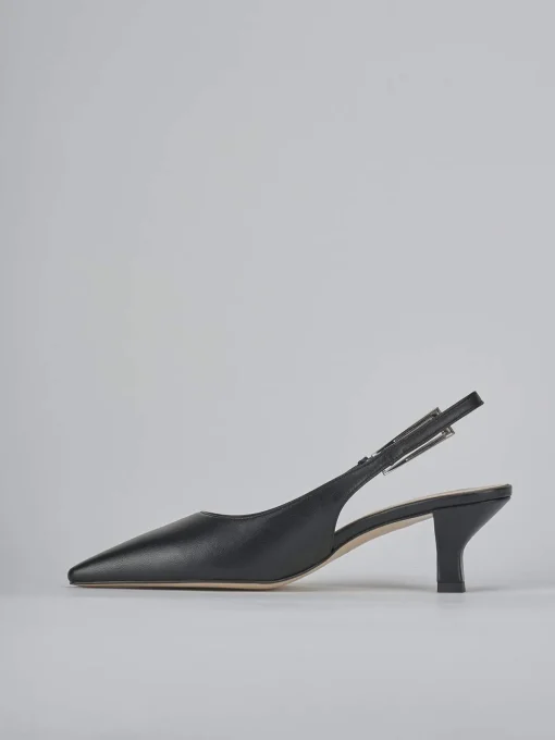 Décolleté e slingback tacco 6cm pelle nero