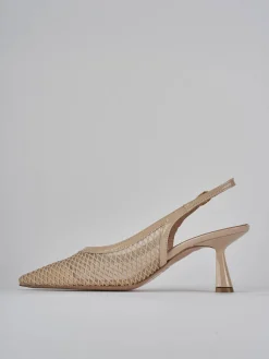 Décolleté e slingback tacco 7cm pelle beige