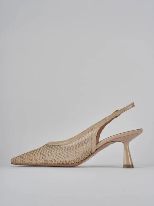 Décolleté e slingback tacco 7cm pelle beige