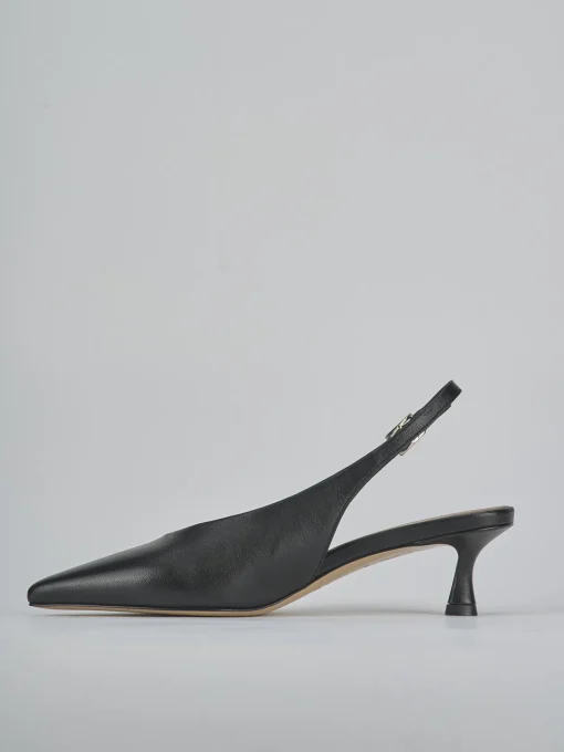 Décolleté e slingback tacco 5cm pelle nero