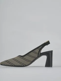 Décolleté e slingback tacco 7cm pelle nero