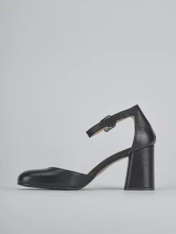 Décolleté e slingback tacco 7cm pelle nero