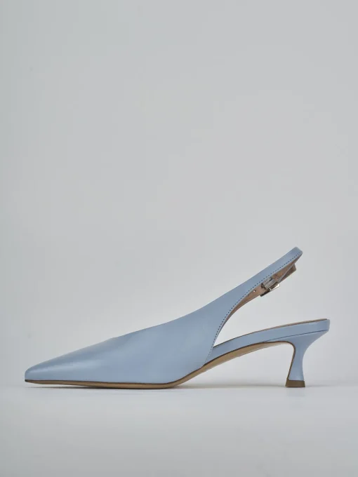 Décolleté e slingback tacco 5cm pelle azzurro