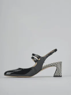 Décolleté e slingback tacco 5cm vernice nero