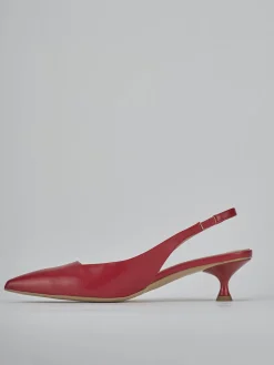 Décolleté e slingback tacco 4cm pelle rosso