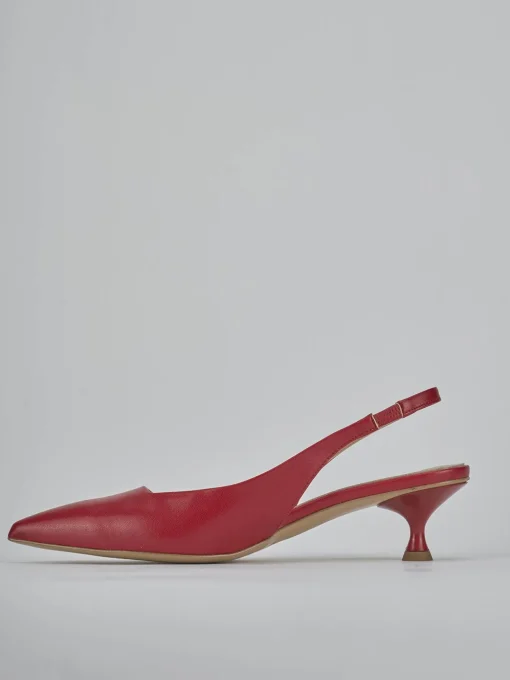 Décolleté e slingback tacco 4cm pelle rosso