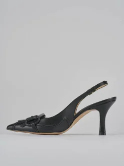 Décolleté e slingback tacco 7cm pelle nero