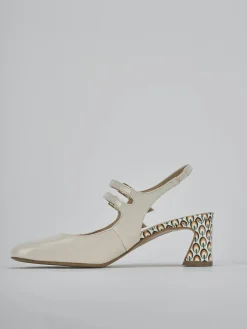 Décolleté e slingback tacco 5cm vernice bianco