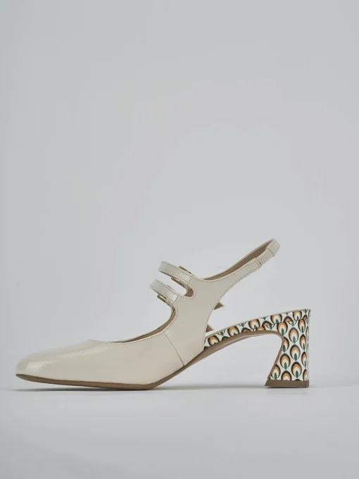 Décolleté e slingback tacco 5cm vernice bianco