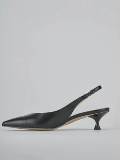 Décolleté e slingback tacco 4cm pelle nero