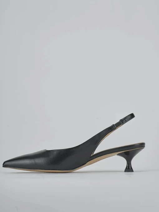 Décolleté e slingback tacco 4cm pelle nero