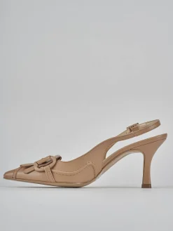 Décolleté e slingback tacco 7cm pelle beige